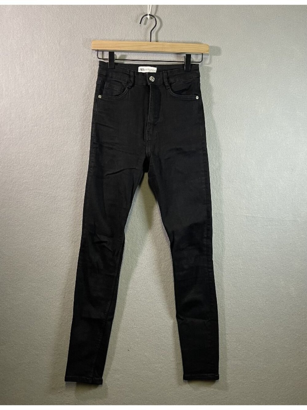 Zara Black High-Waisted Skinny Jeans EUR 34 USA 2 Stretch Cotton Blend